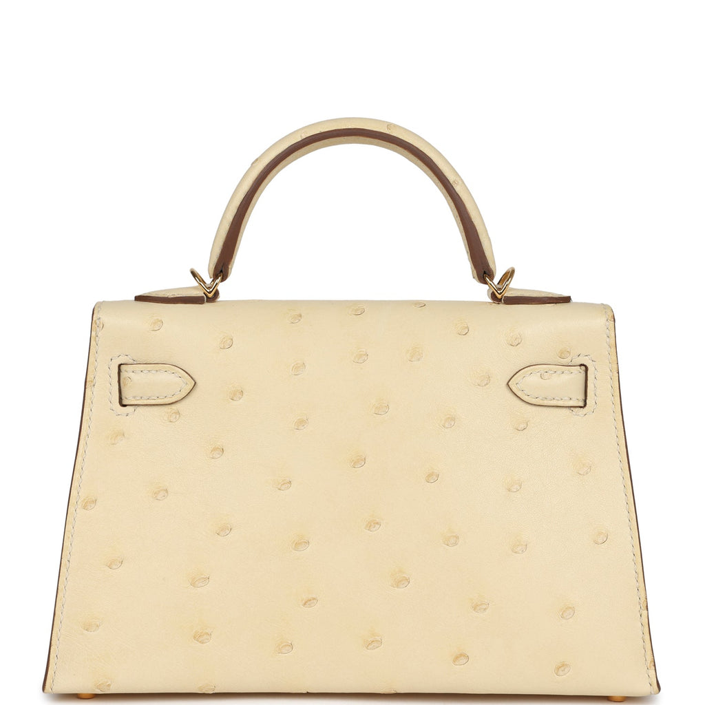 Hermes Kelly Sellier 20 Vanille Ostrich Gold Hardware