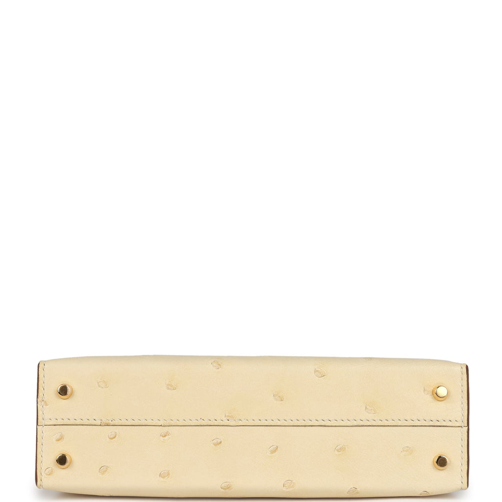 Hermes Kelly Sellier 20 Vanille Ostrich Gold Hardware