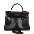 New Hermes Kelly Retourne 32 Black Box Gold Hardware