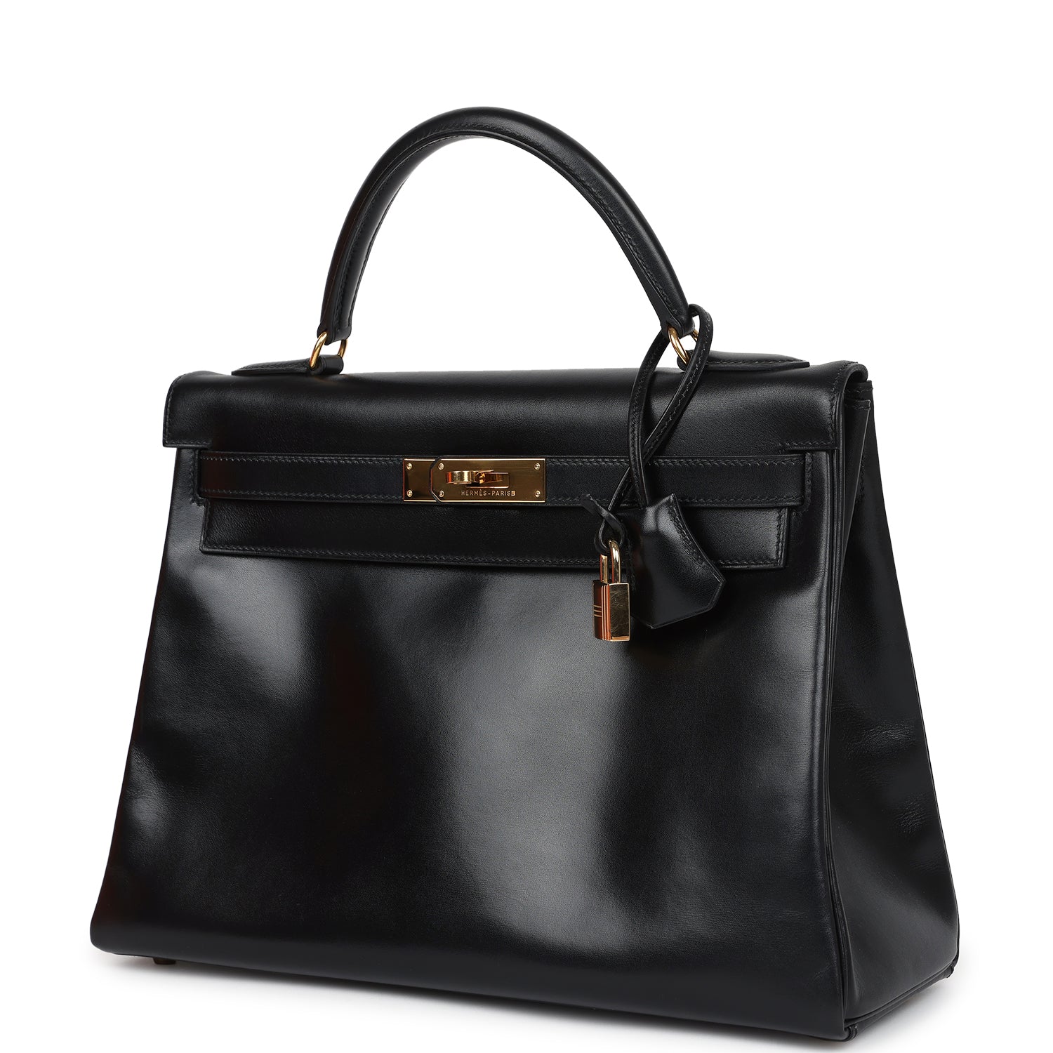 New Hermes Kelly Retourne 32 Black Box Gold Hardware