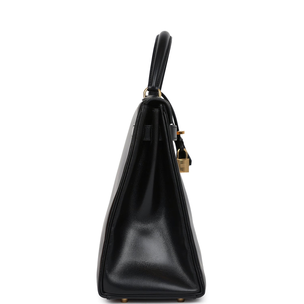 New Hermes Kelly Retourne 32 Black Box Gold Hardware