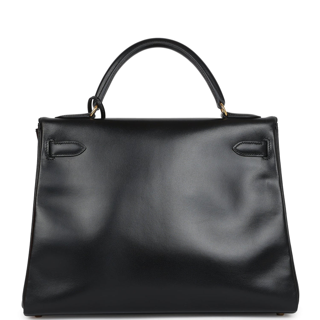 New Hermes Kelly Retourne 32 Black Box Gold Hardware