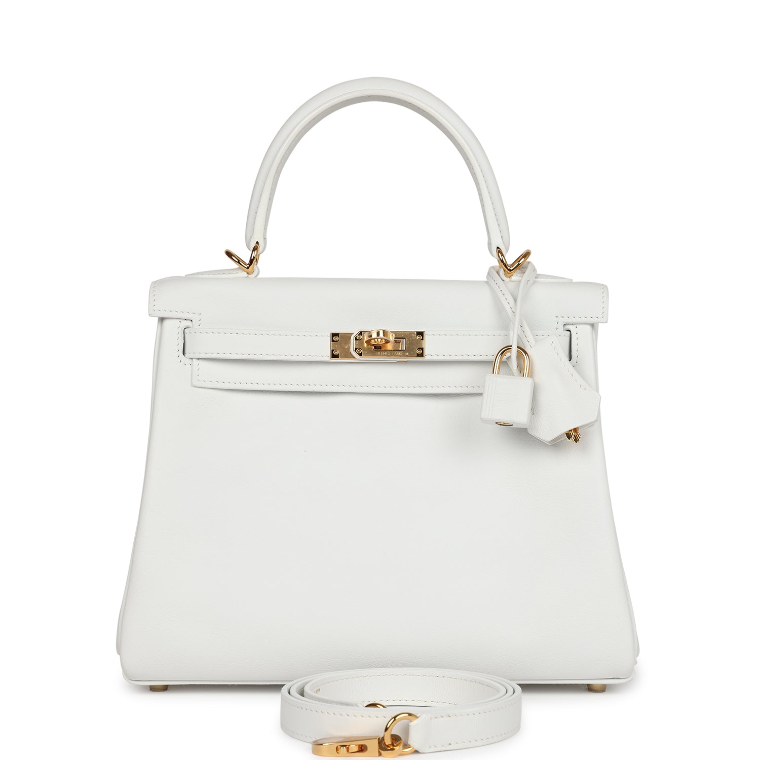 Hermes Kelly Retourne 25 New White Swift Gold Hardware