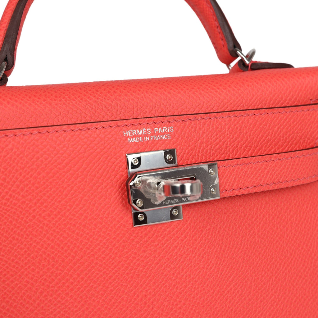 Hermes Kelly Sellier 20 Rose Texas Epsom Palladium Hardware