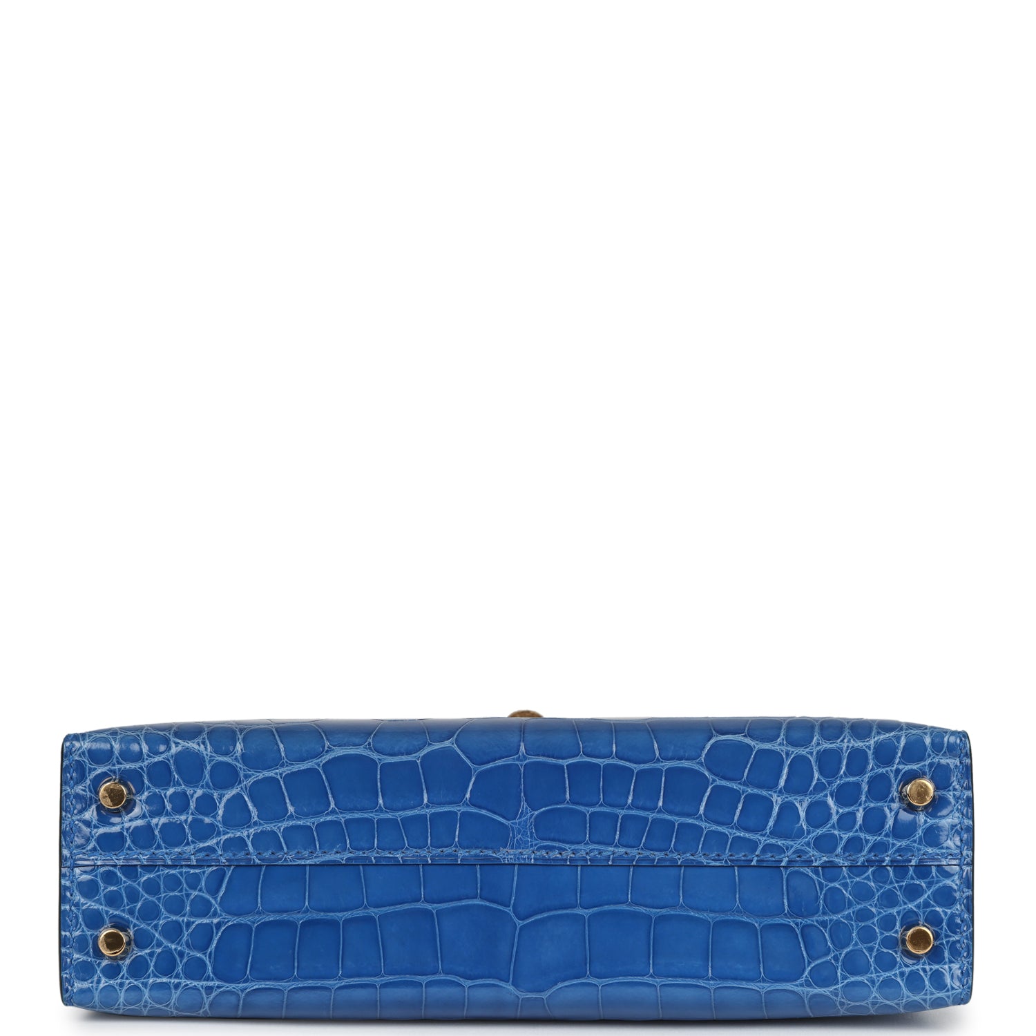 Hermes Kelly Sellier 20 Bleu Zellige Shiny Alligator Gold Hardware