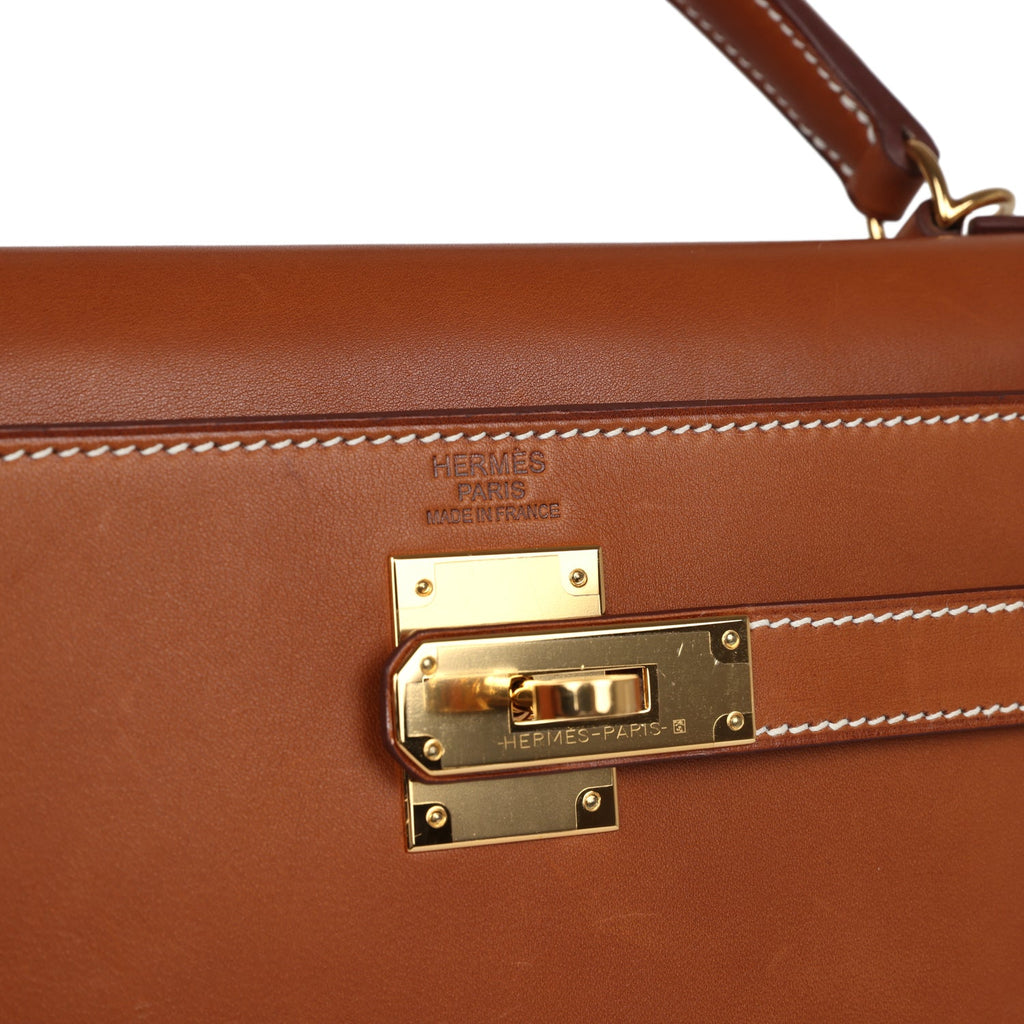 New Hermes Sellier Kelly 32 Fauve Barenia Gold Hardware