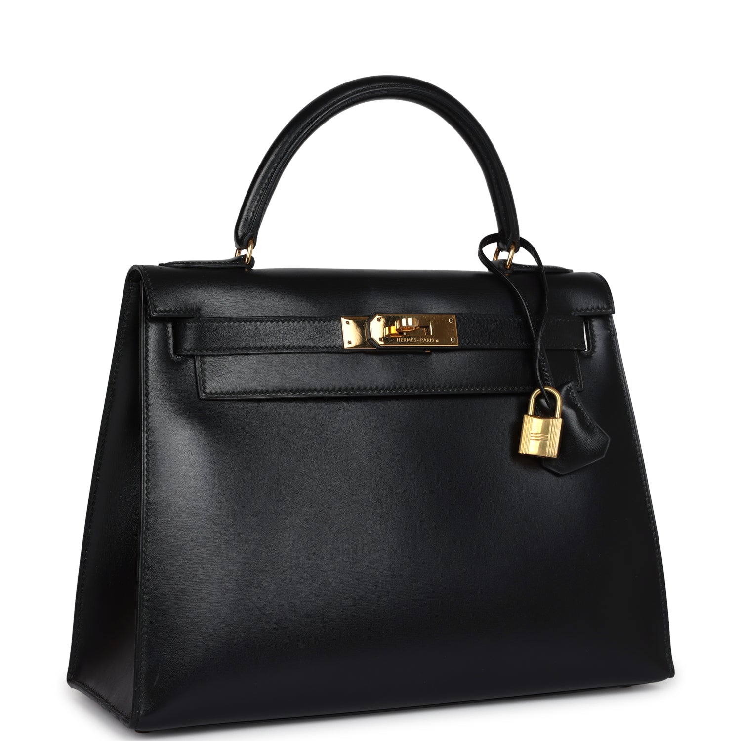 New Hermes Kelly Sellier 28 Black Box Gold Hardware