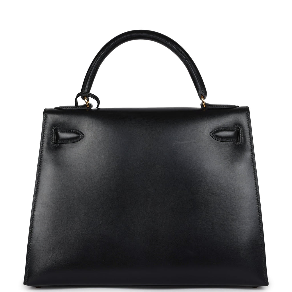 New Hermes Kelly Sellier 28 Black Box Gold Hardware