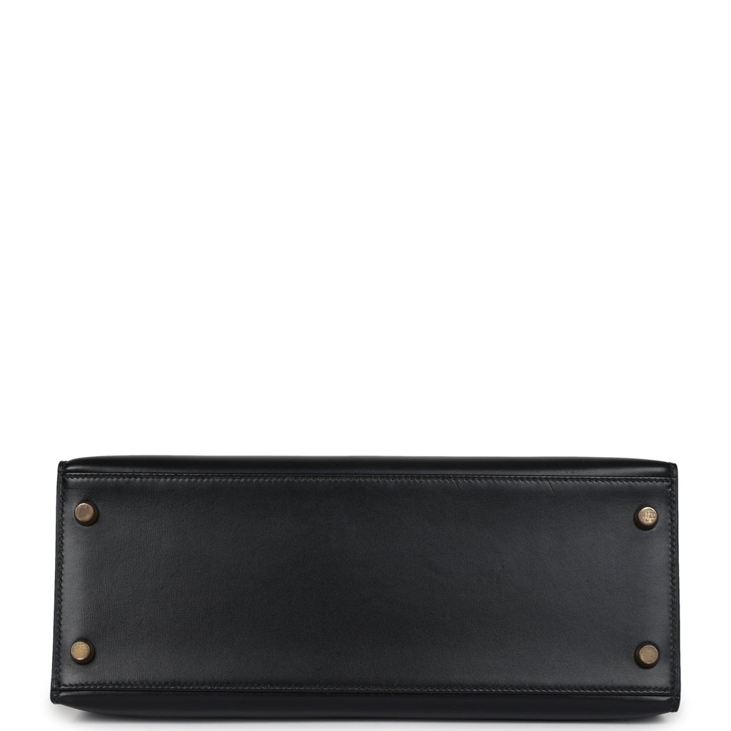New Hermes Kelly Sellier 28 Black Box Gold Hardware