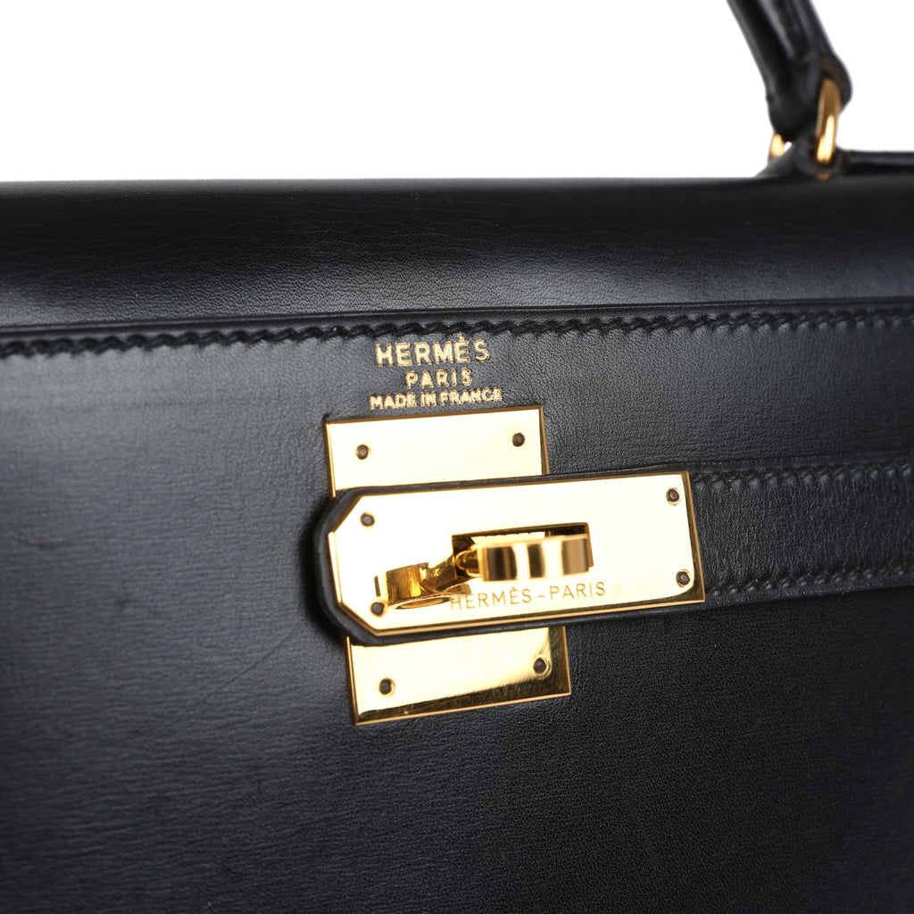 New Hermes Kelly Sellier 28 Black Box Gold Hardware