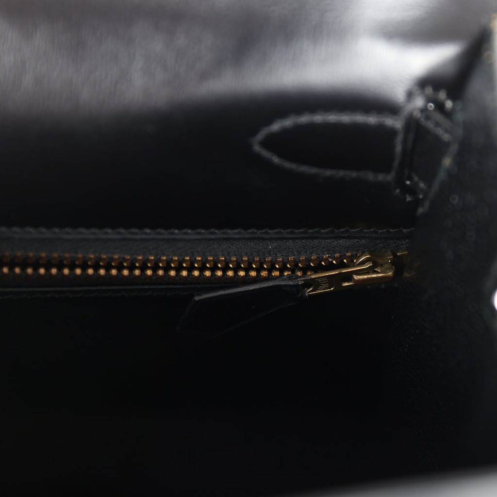 New Hermes Kelly Sellier 28 Black Box Gold Hardware