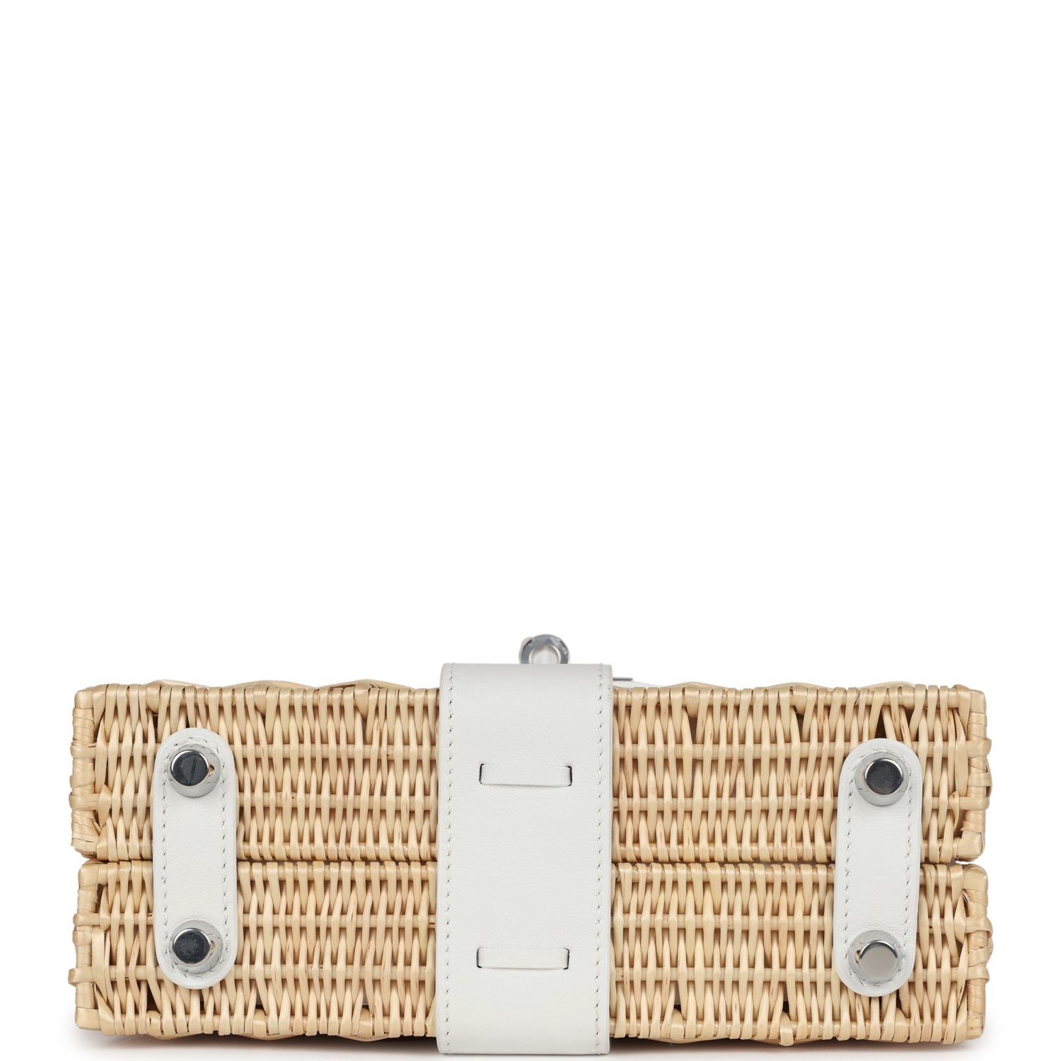 Hermes Picnic Kelly 20 White Swift/Osier Wicker Palladium Hardware