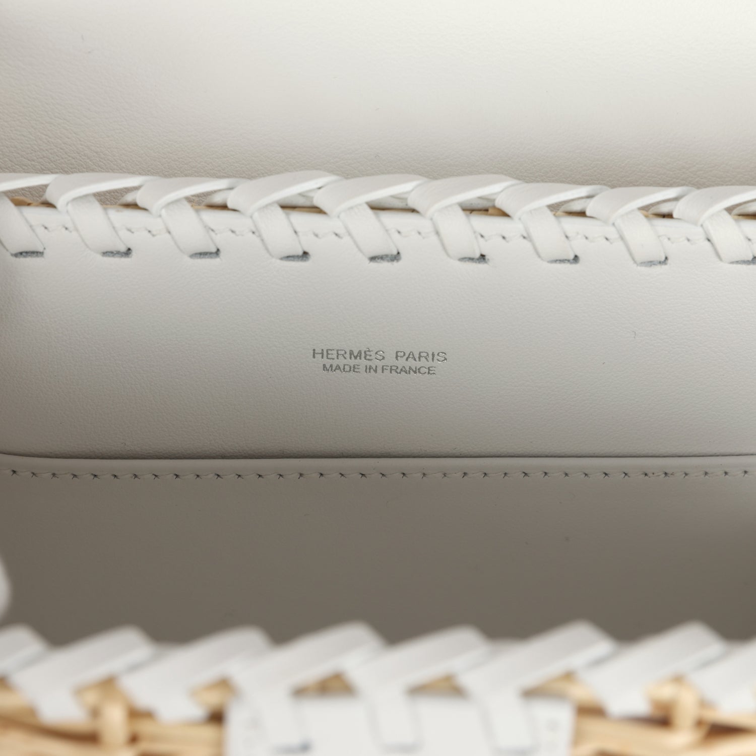 Hermes Picnic Kelly 20 White Swift/Osier Wicker Palladium Hardware