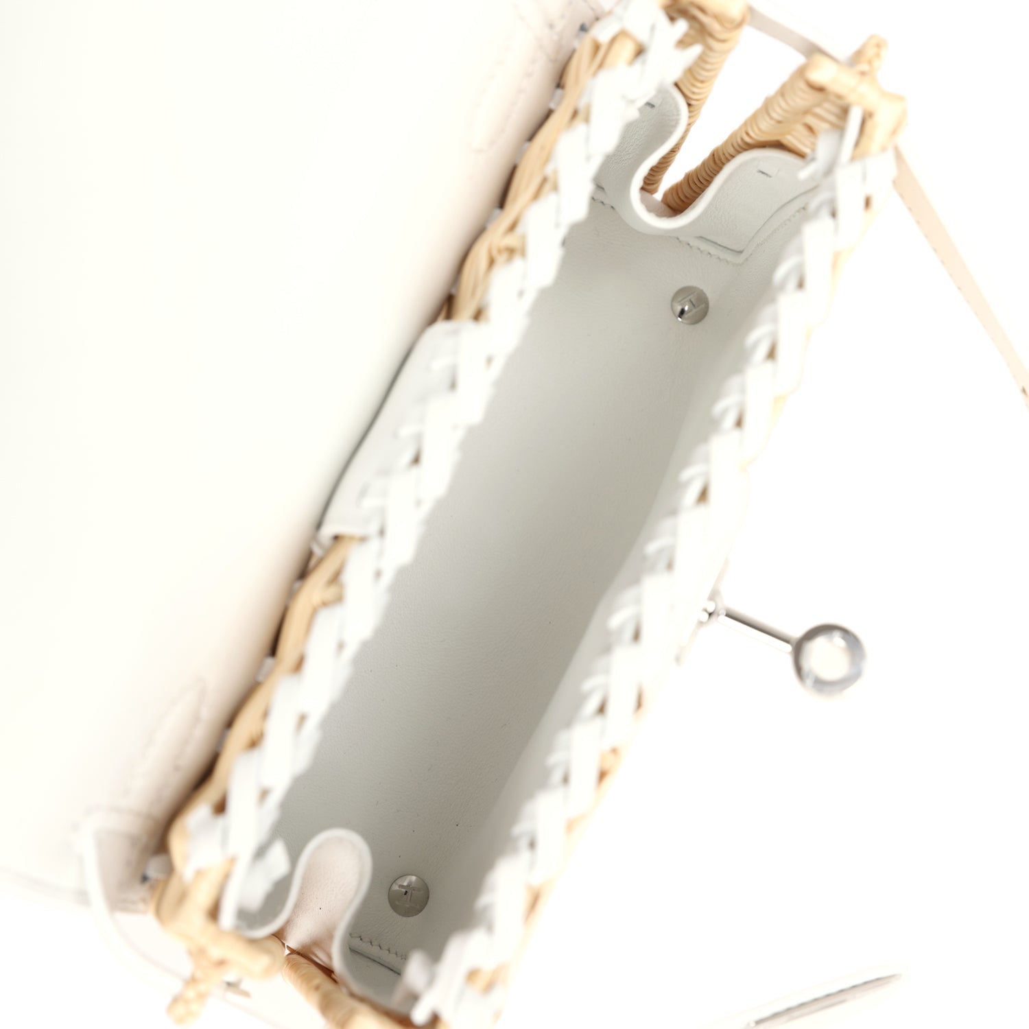 Hermes Picnic Kelly 20 White Swift/Osier Wicker Palladium Hardware