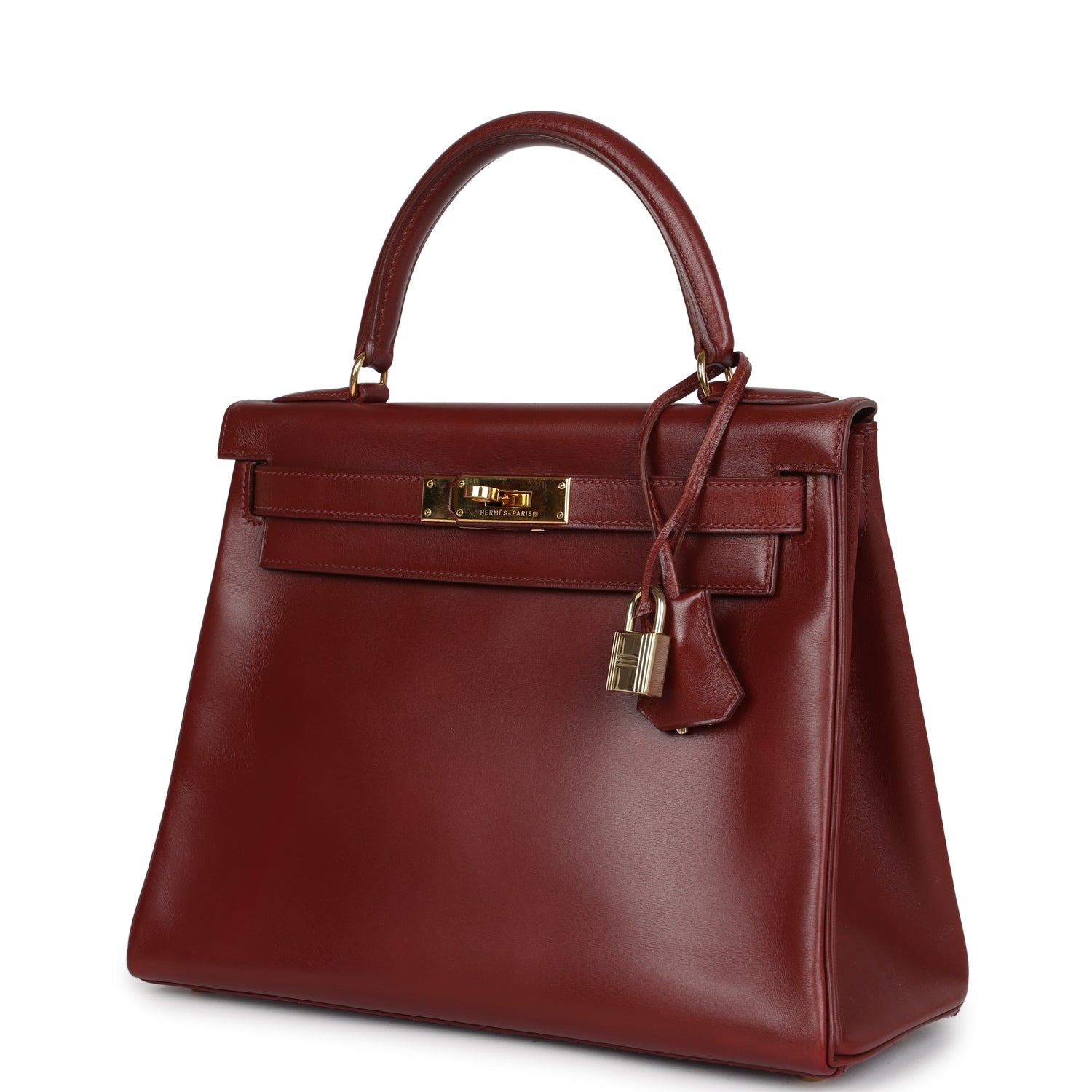 New Hermes Kelly Sellier 28 Rouge Vif Box Gold Hardware