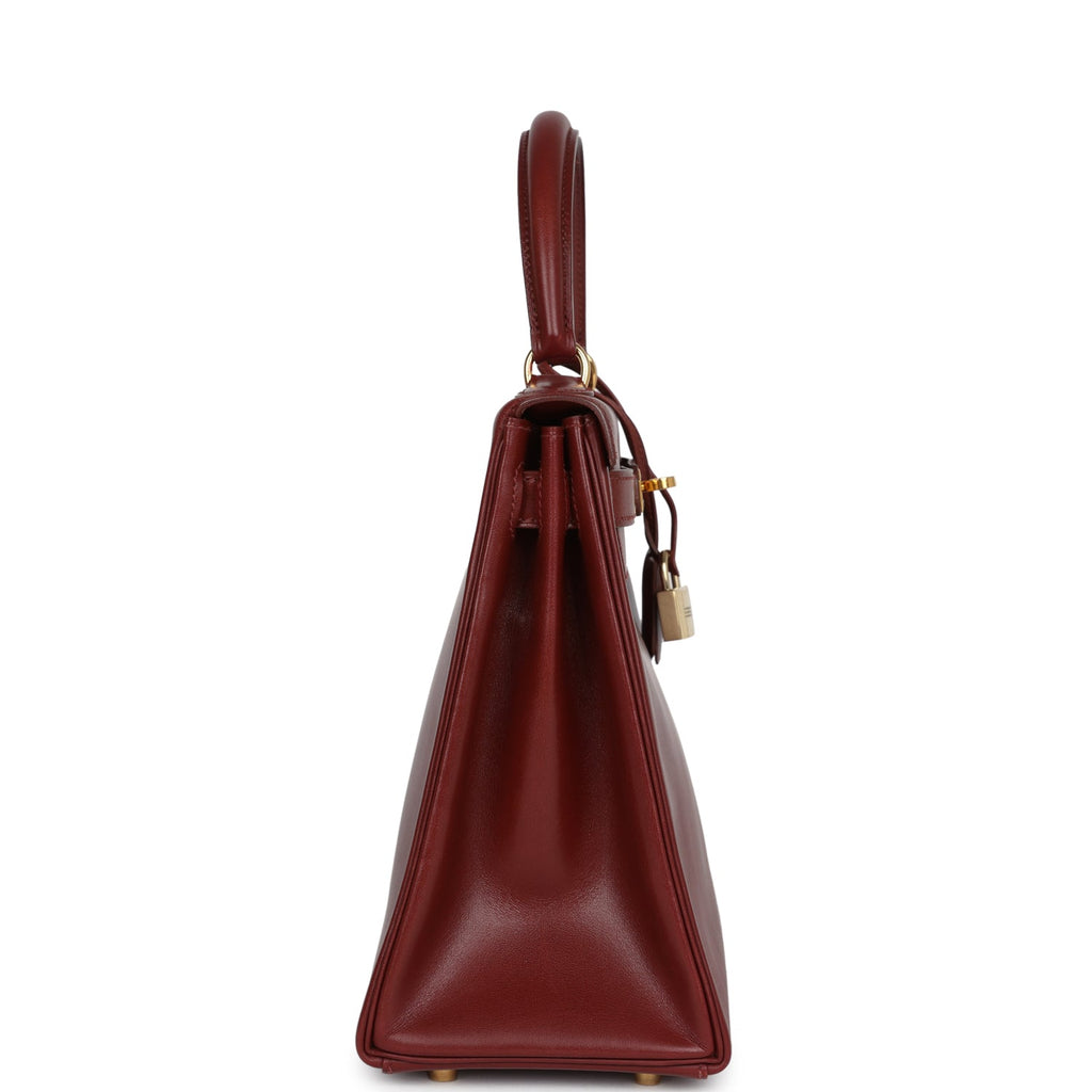 New Hermes Kelly Sellier 28 Rouge Vif Box Gold Hardware