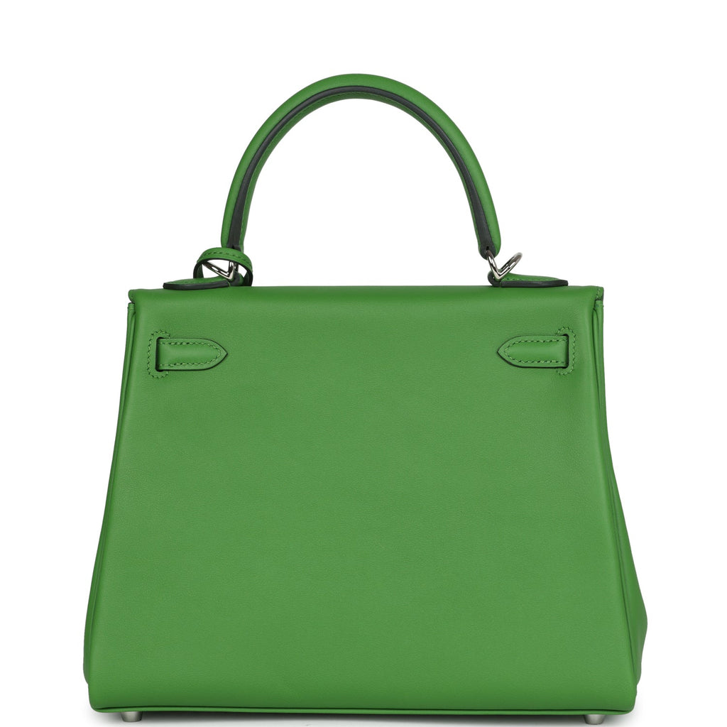Hermes Kelly Retourne 25 Vert Yucca Swift Palladium Hardware