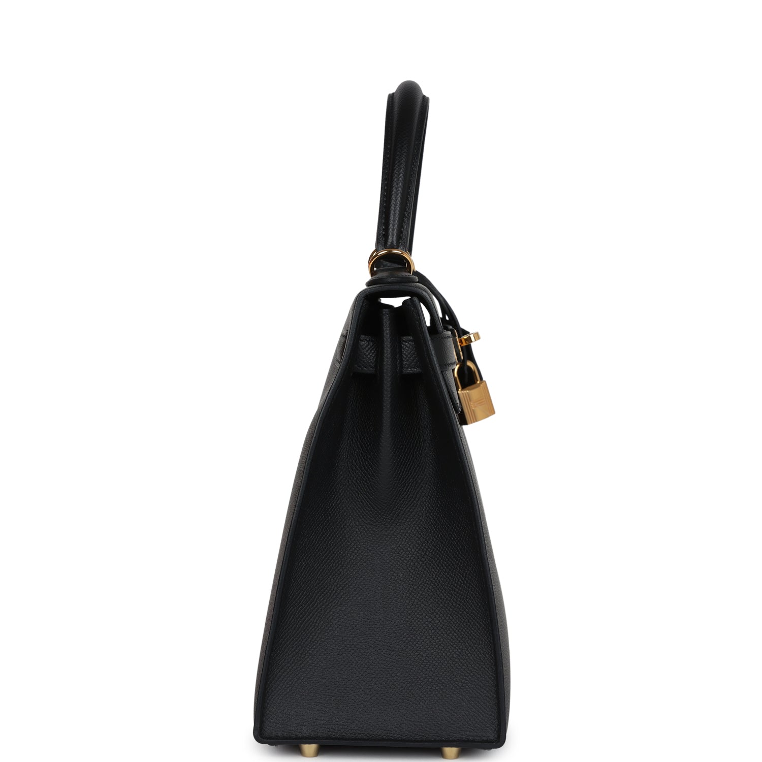 Pre-owned Hermes Kelly Sellier 28 Black Epsom Gold Hardware