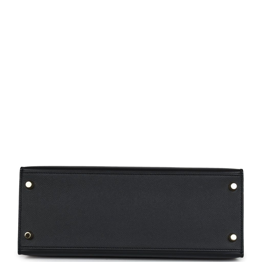 Pre-owned Hermes Kelly Sellier 28 Black Epsom Gold Hardware