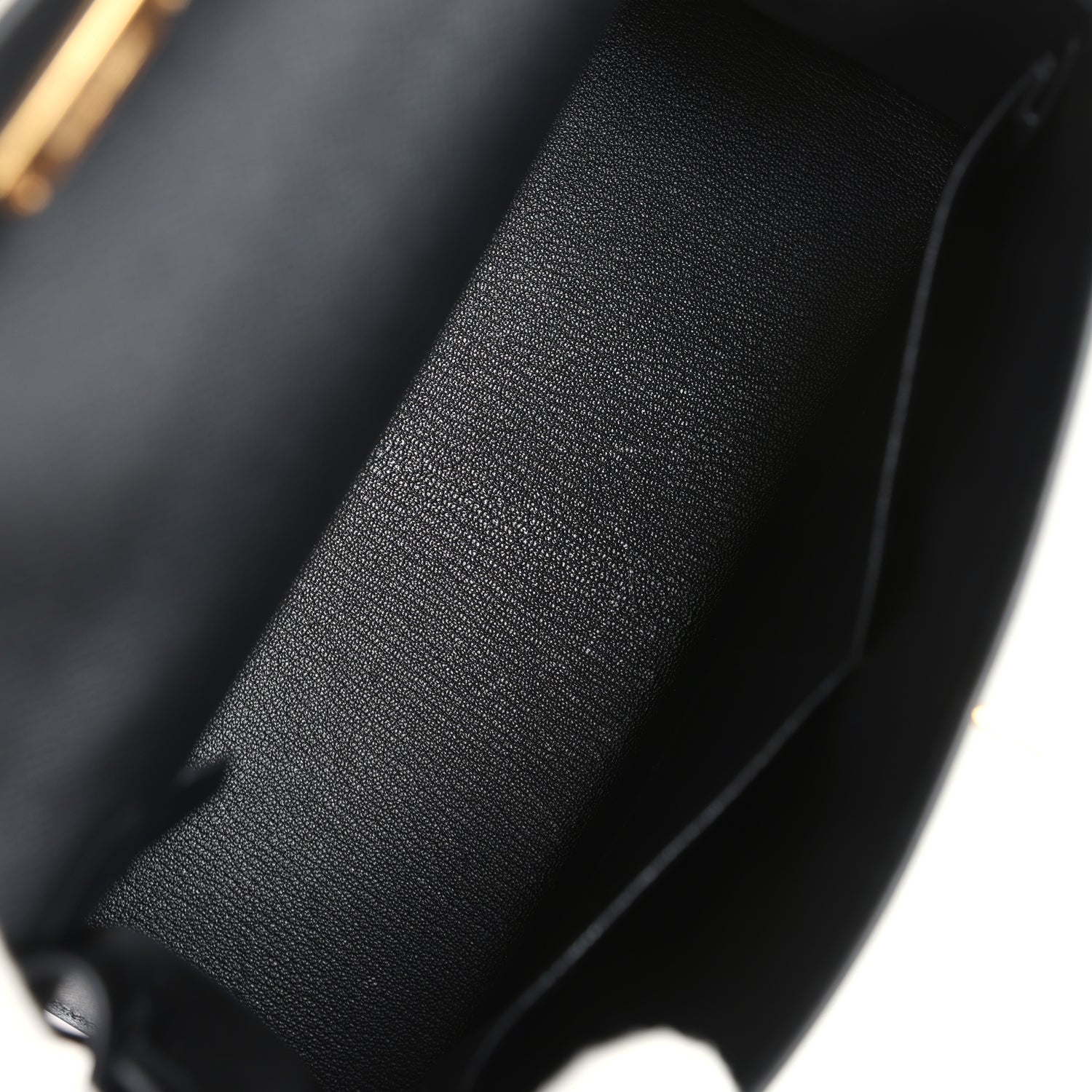 Pre-owned Hermes Kelly Sellier 28 Black Epsom Gold Hardware