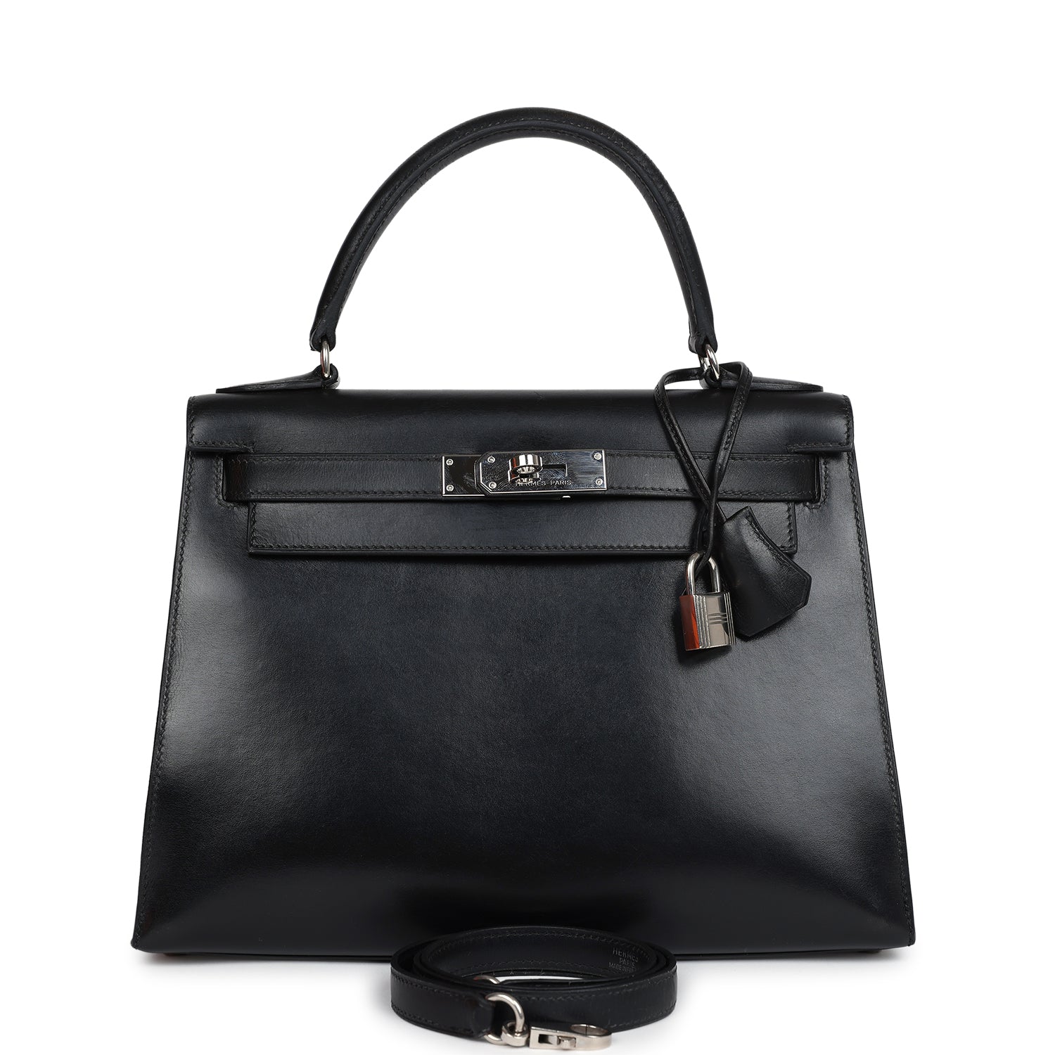 New Hermes Kelly Sellier 28 Black Box Palladium Hardware