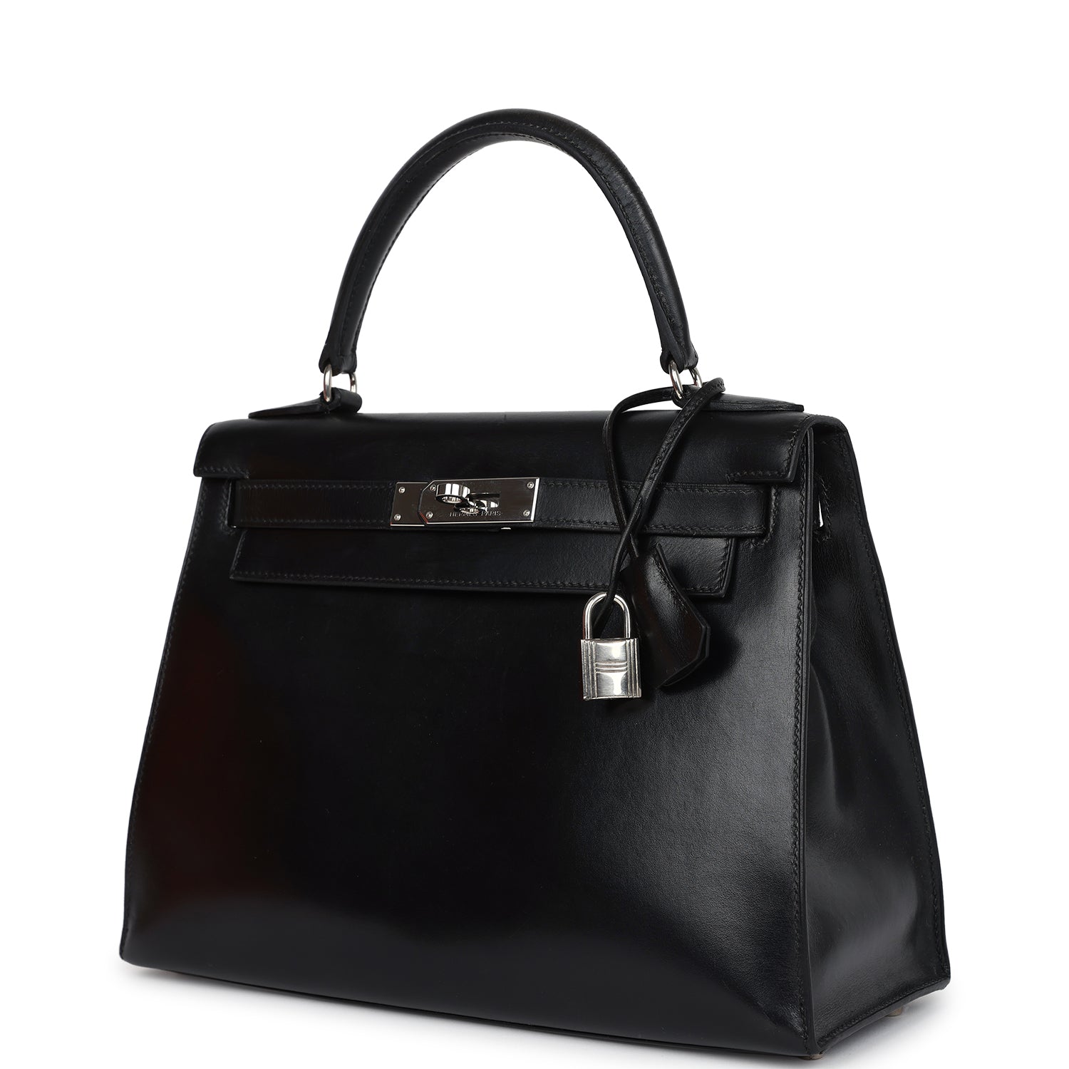 New Hermes Kelly Sellier 28 Black Box Palladium Hardware