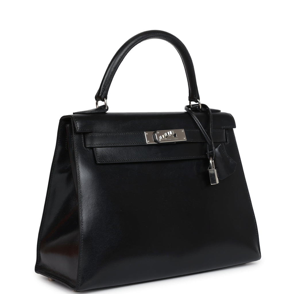 New Hermes Kelly Sellier 28 Black Box Palladium Hardware