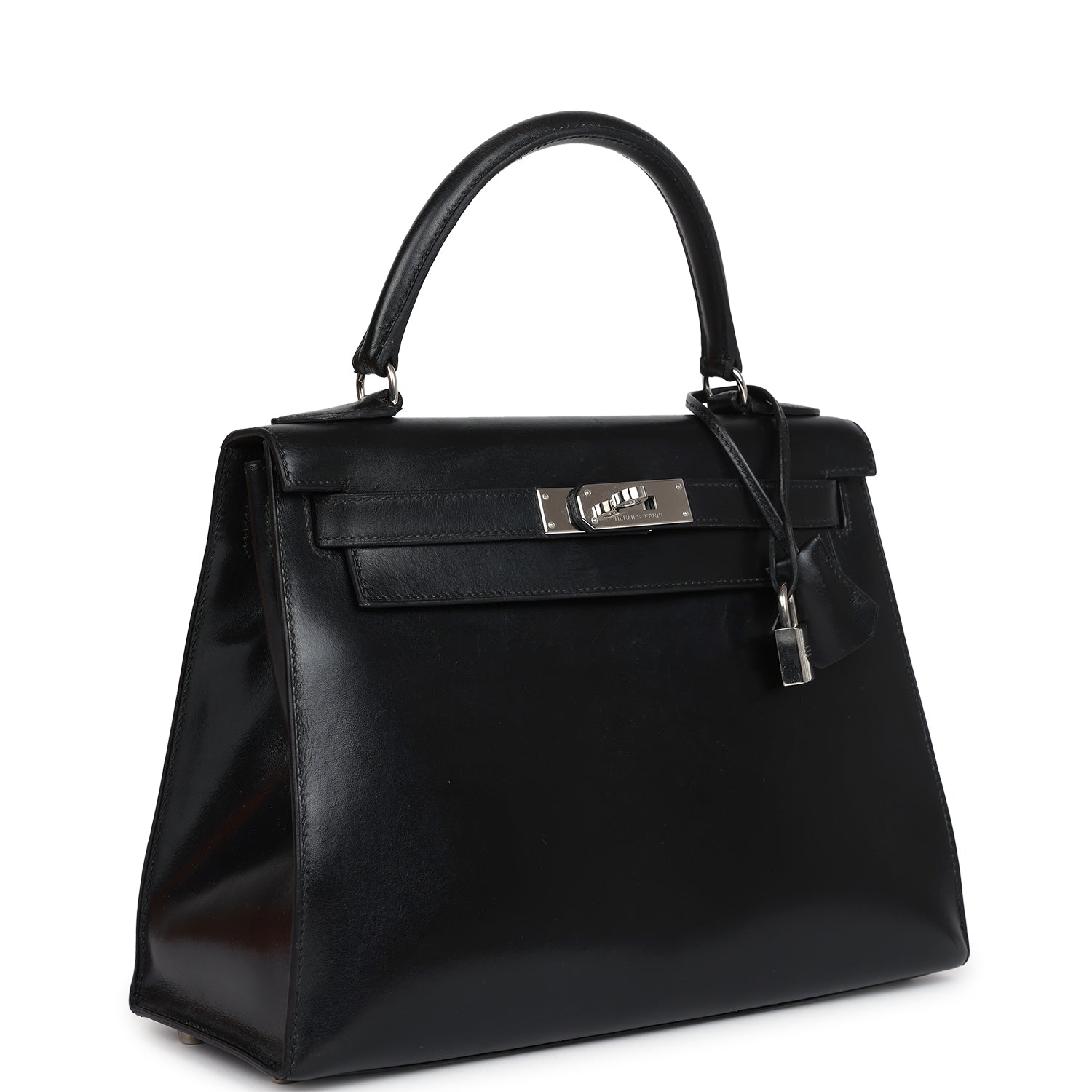 New Hermes Kelly Sellier 28 Black Box Palladium Hardware
