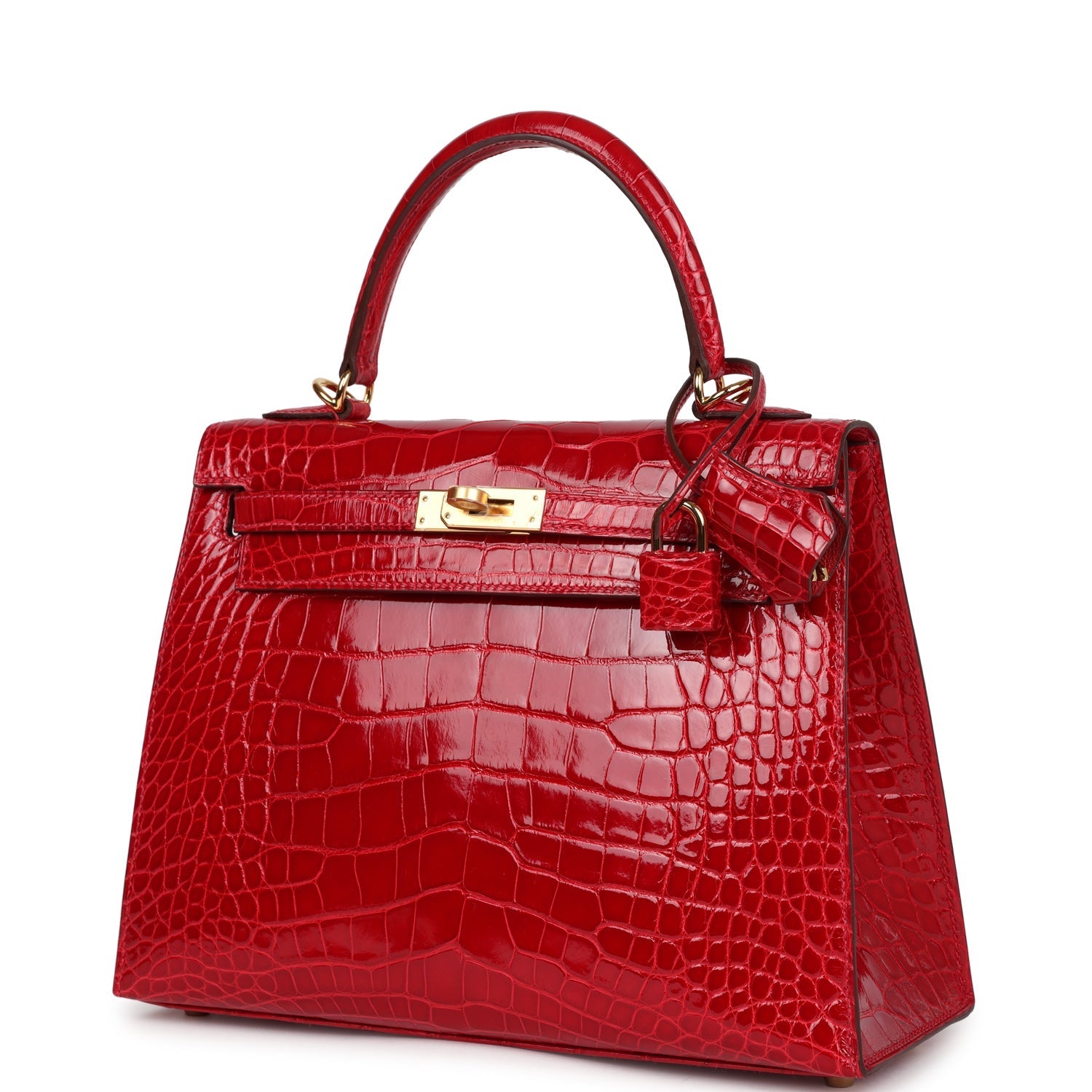 Hermes Kelly Sellier 25 Braise Shiny Alligator Mississippiensis Gold Hardware