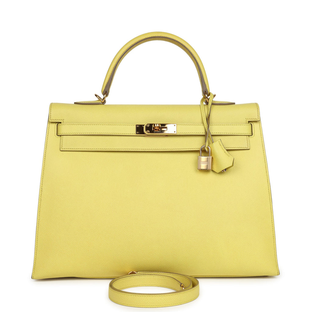 New Hermes Kelly Sellier 35 Soufre Epsom Gold Hardware