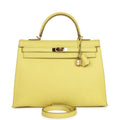 New Hermes Kelly Sellier 35 Soufre Epsom Gold Hardware