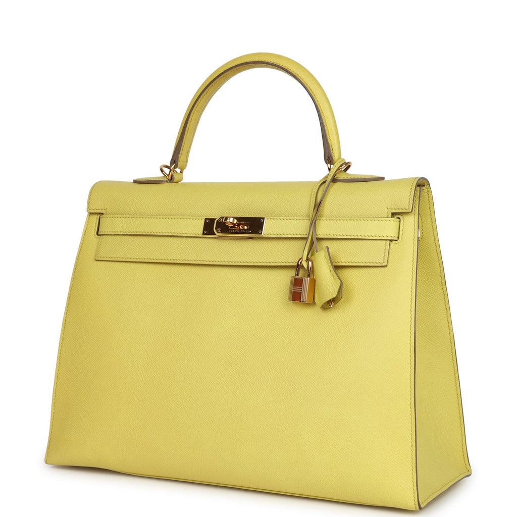 New Hermes Kelly Sellier 35 Soufre Epsom Gold Hardware