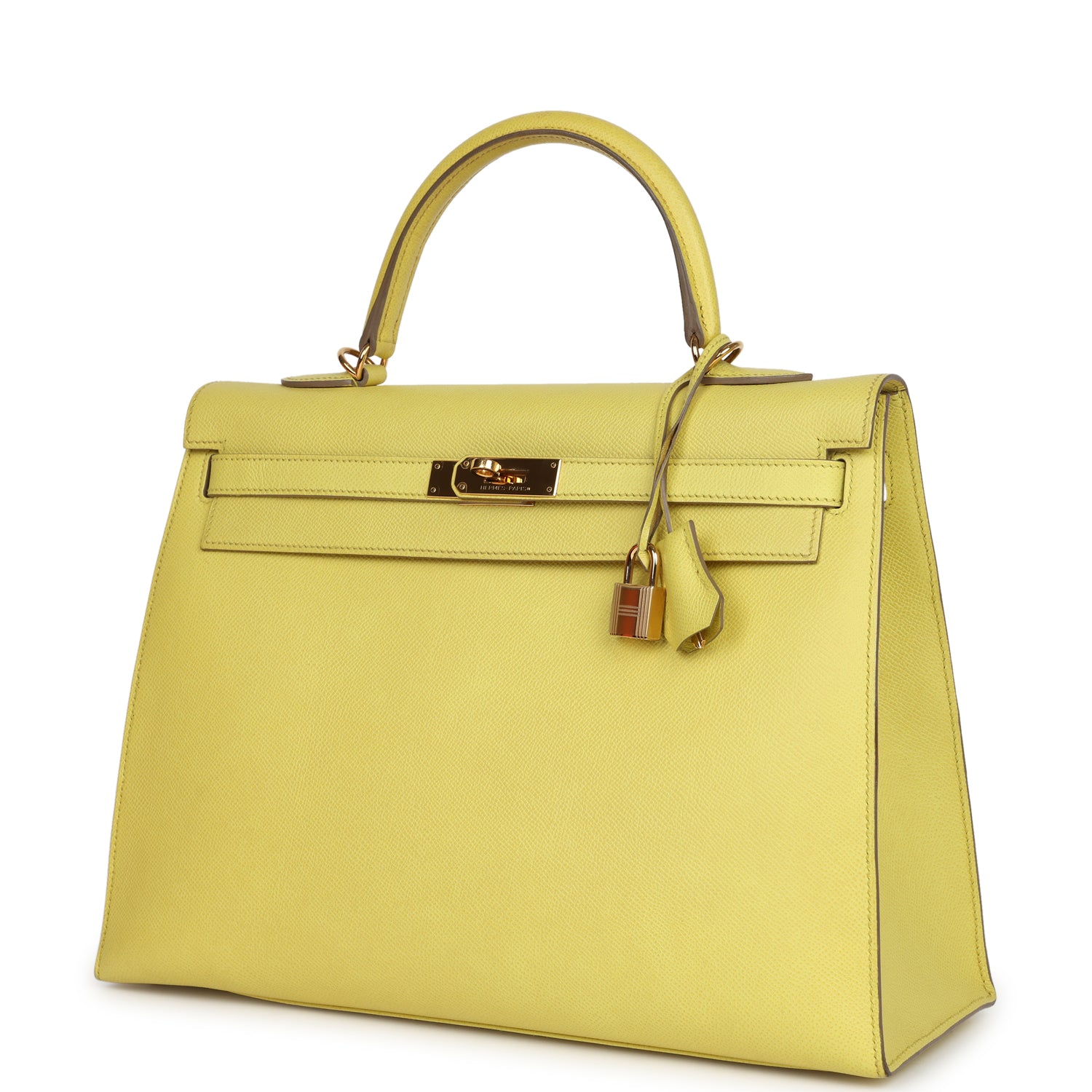 New Hermes Kelly Sellier 35 Soufre Epsom Gold Hardware