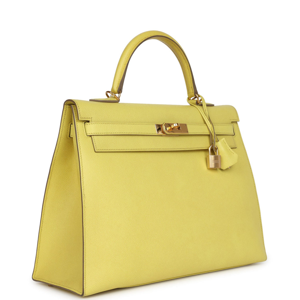 New Hermes Kelly Sellier 35 Soufre Epsom Gold Hardware