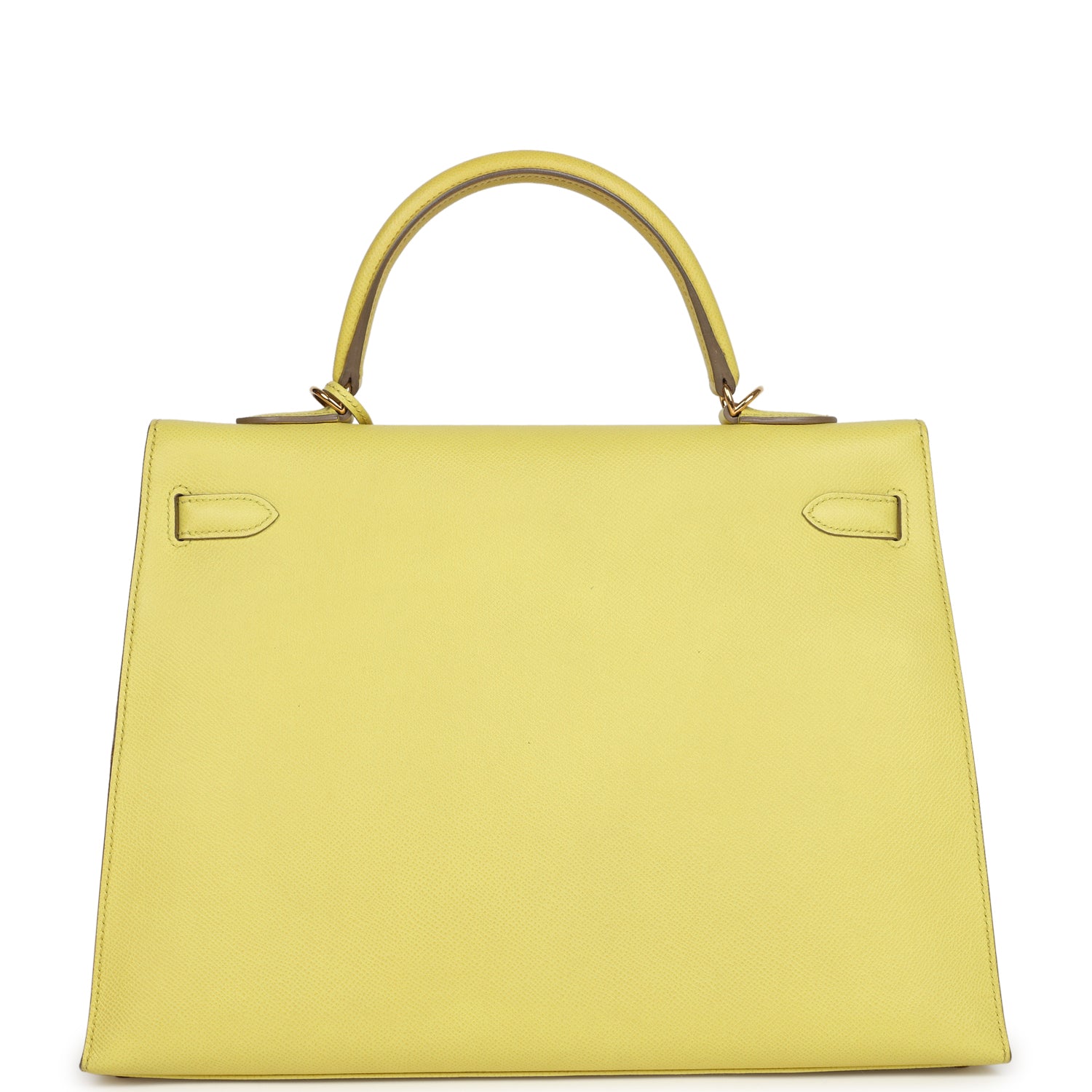 Pre-owned Hermes Kelly Sellier 35 Soufre Epsom Gold Hardware