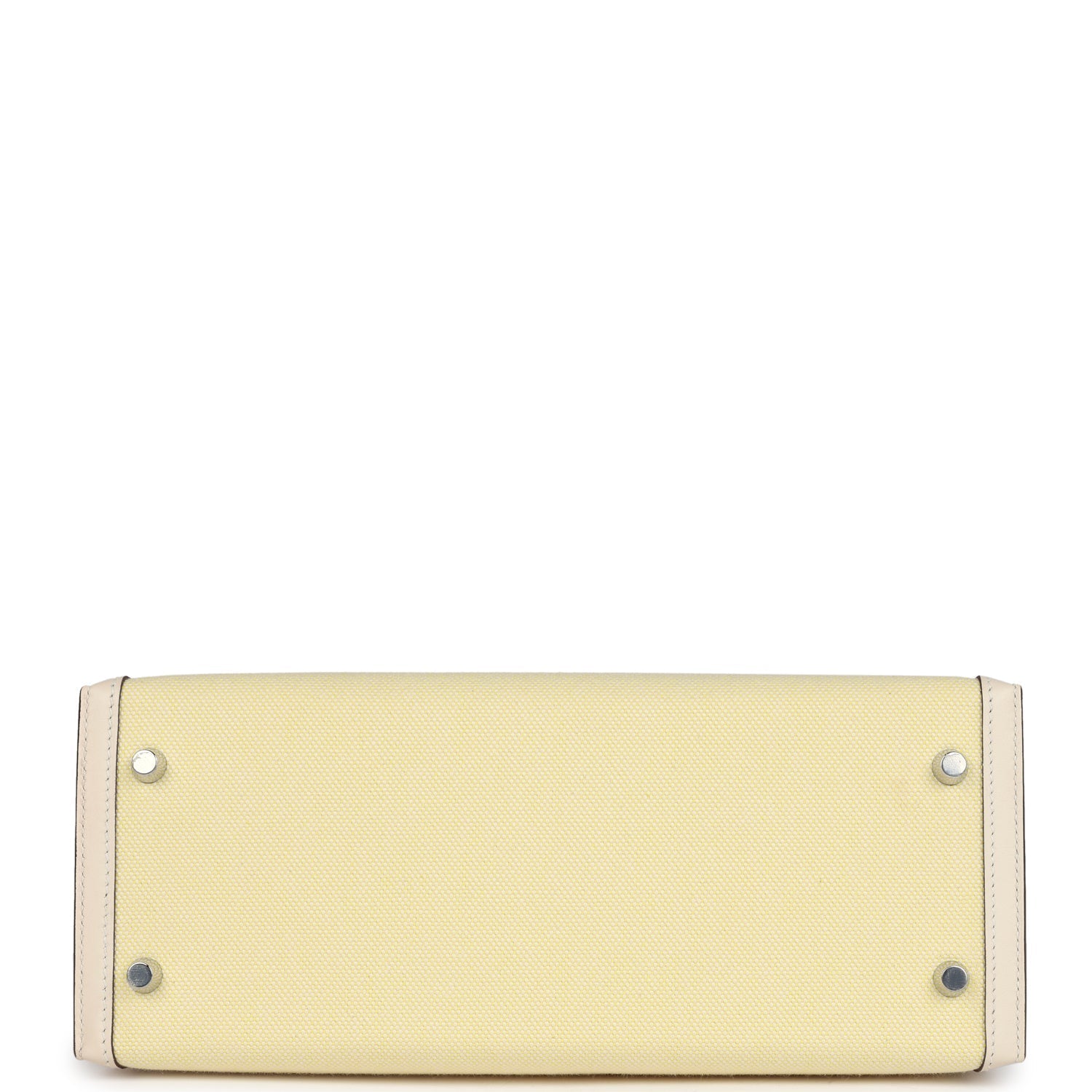 Hermes Kelly Sellier 28 Nata Swift and Jaune Citron Toile H Canvas Palladium Hardware