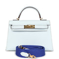 New Hermes Kelly Sellier 20 Bleu Brume Chevre Gold Hardware