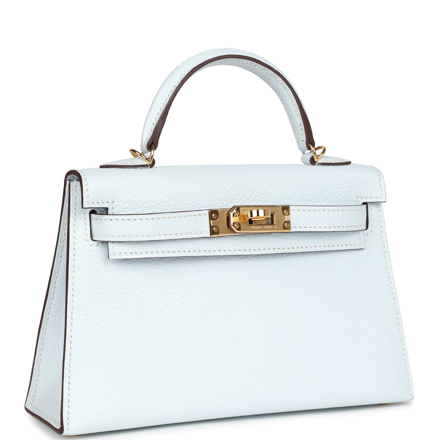 New Hermes Kelly Sellier 20 Bleu Brume Chevre Gold Hardware