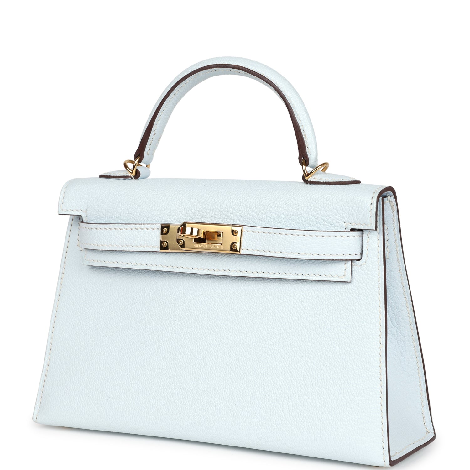 New Hermes Kelly Sellier 20 Bleu Brume Chevre Gold Hardware