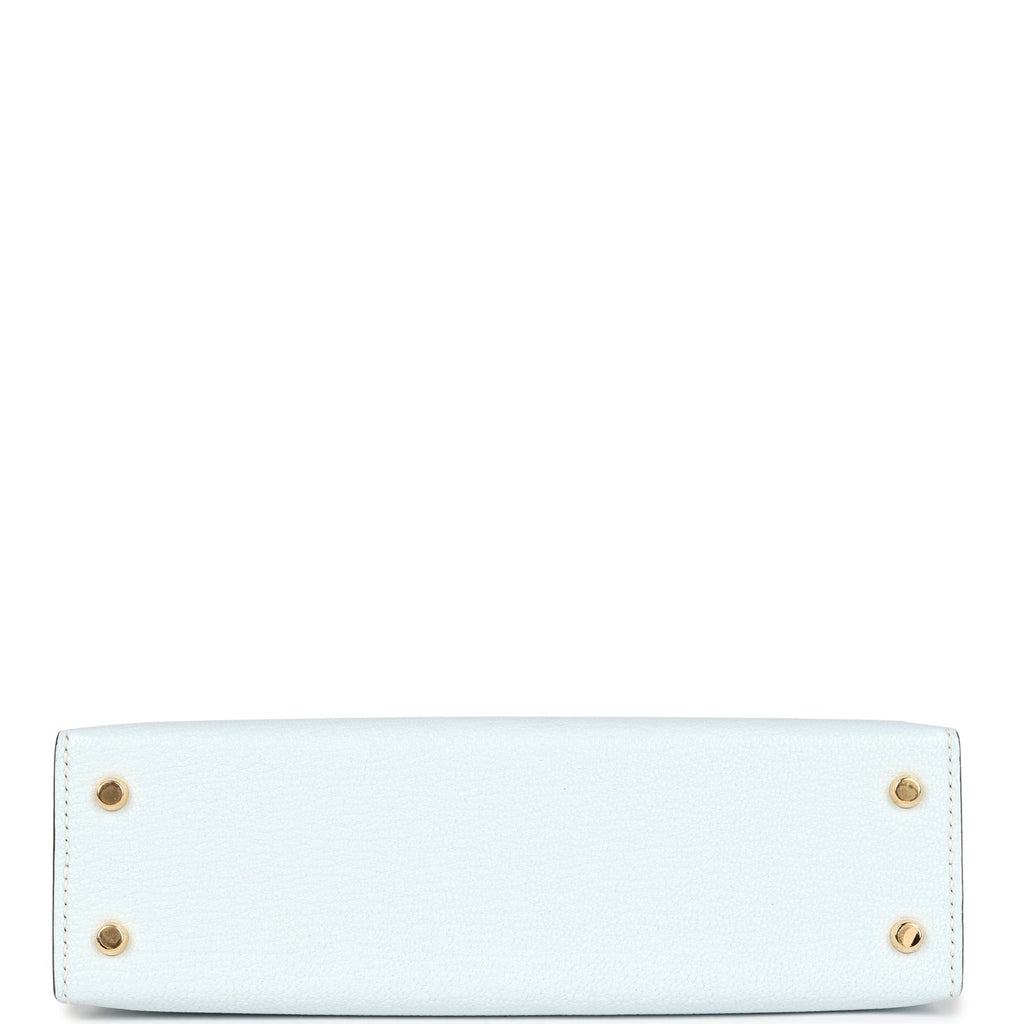 New Hermes Kelly Sellier 20 Bleu Brume Chevre Gold Hardware