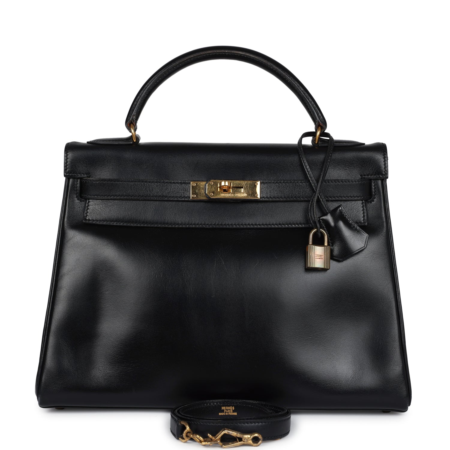 New Hermes Kelly Retourne 32 Black Box Gold Hardware