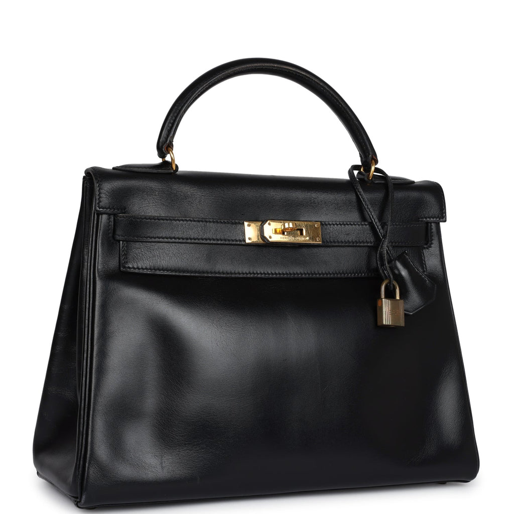 New Hermes Kelly Retourne 32 Black Box Gold Hardware