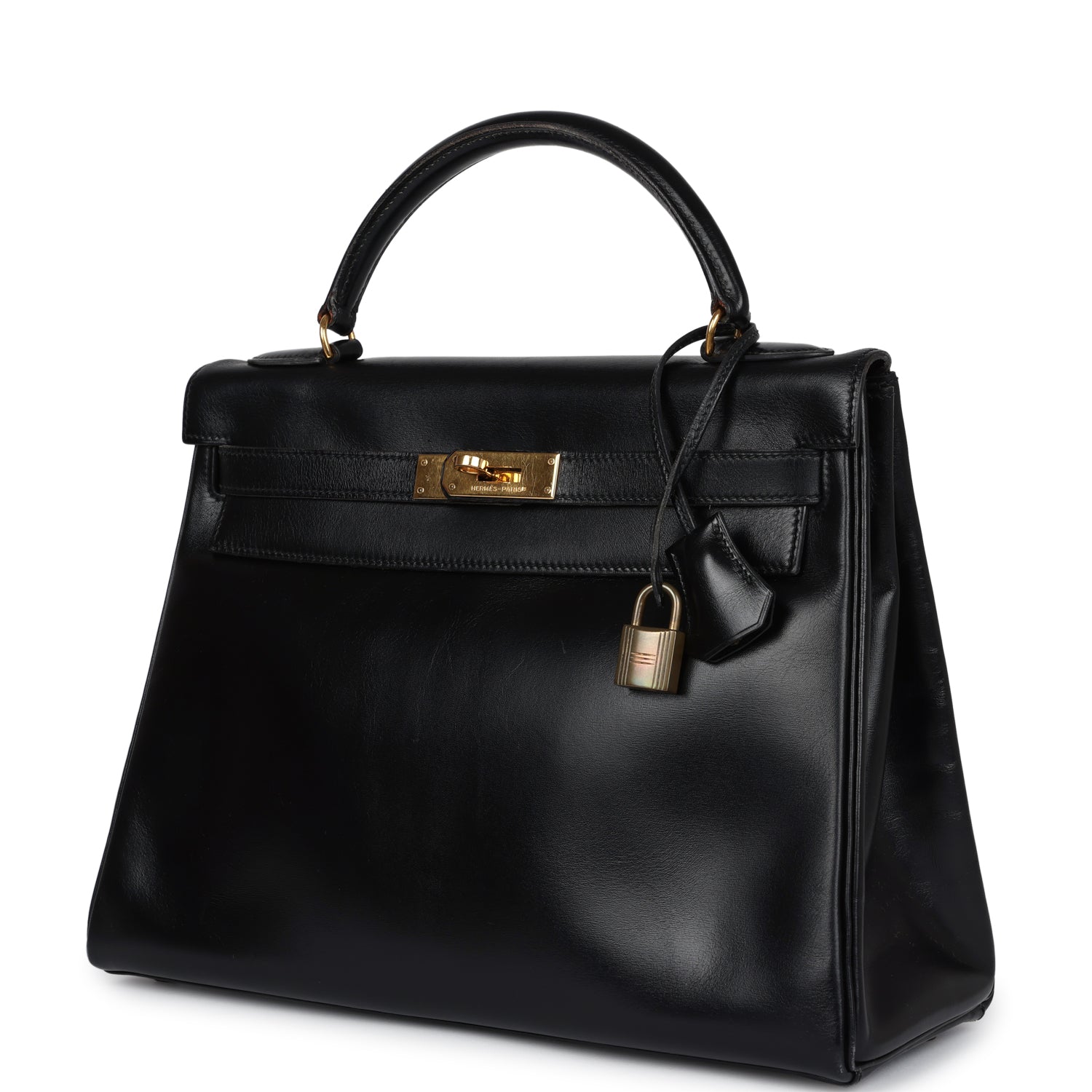 New Hermes Kelly Retourne 32 Black Box Gold Hardware