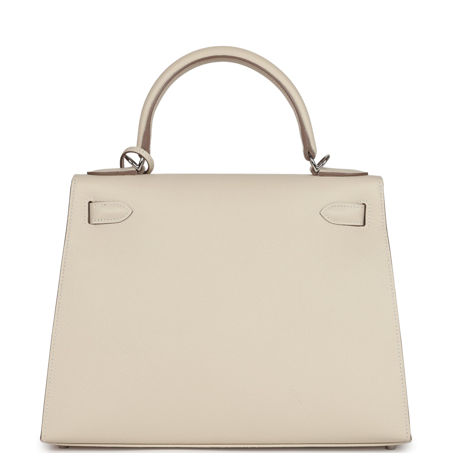 Pre-owned Hermes Kelly Sellier 28 Craie Epsom Palladium Hardware