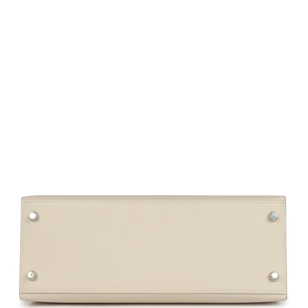 New Hermes Kelly Sellier 28 Craie Epsom Palladium Hardware