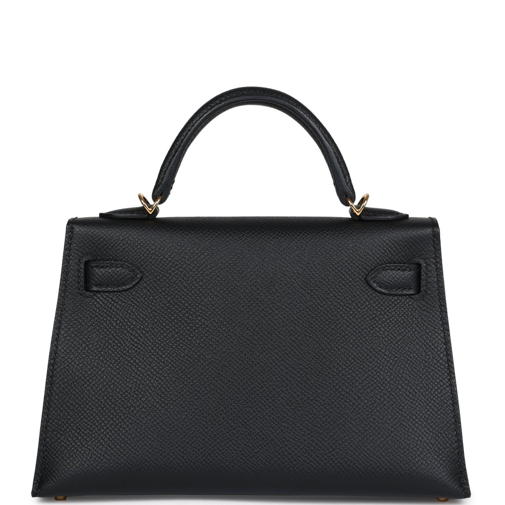 Hermes Kelly Sellier 20 Black Epsom Gold Hardware