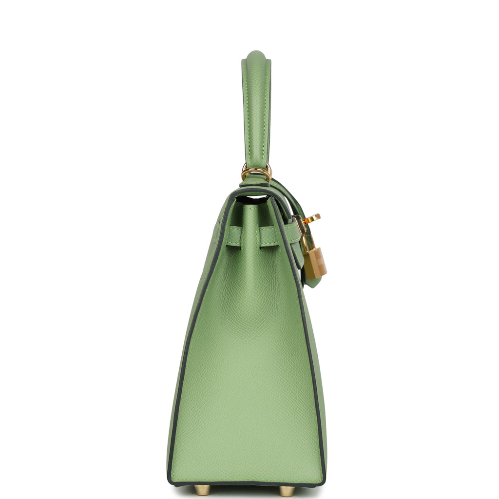 Hermes Kelly Sellier 25 Vert Criquet Epsom Gold Hardware
