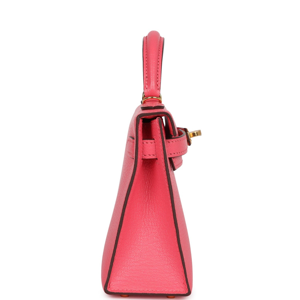 Hermes Kelly Sellier 20 Rose Azalee Chevre Mysore Gold Hardware