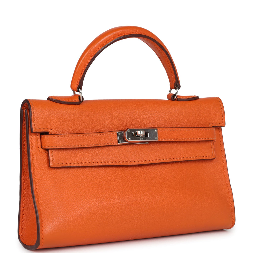 New Hermes Micro Kelly 15 Orange Swift Palladium Hardware