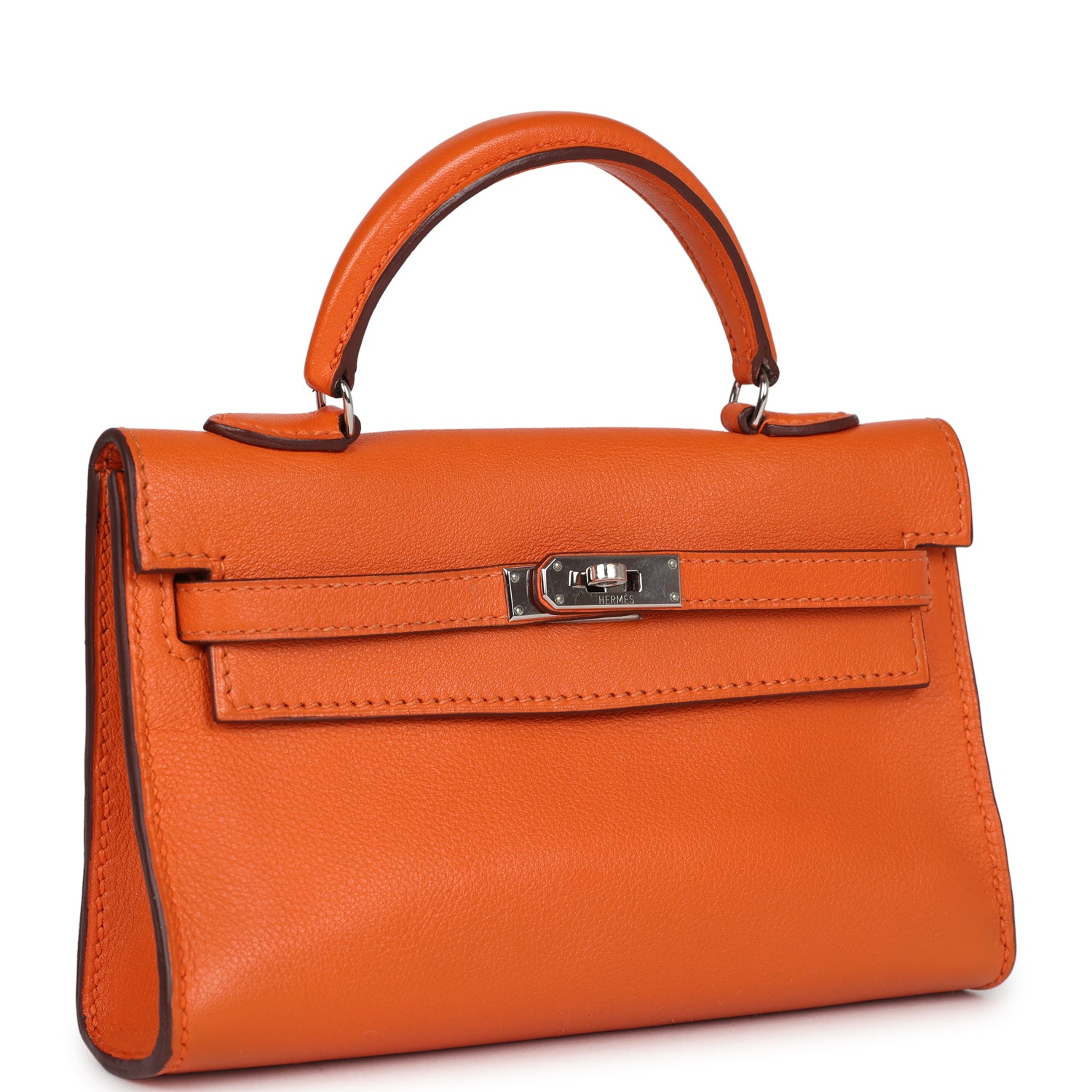 New Hermes Micro Kelly 15 Orange Swift Palladium Hardware